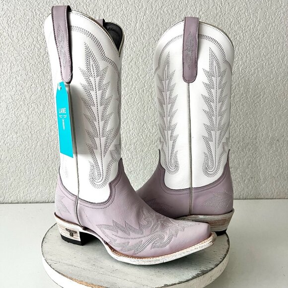 Lane LEXINGTON Purple Cowboy Boots Western Cowgirl Tall Snip Toe Mid Calf 7.5 - Picture 12 of 12